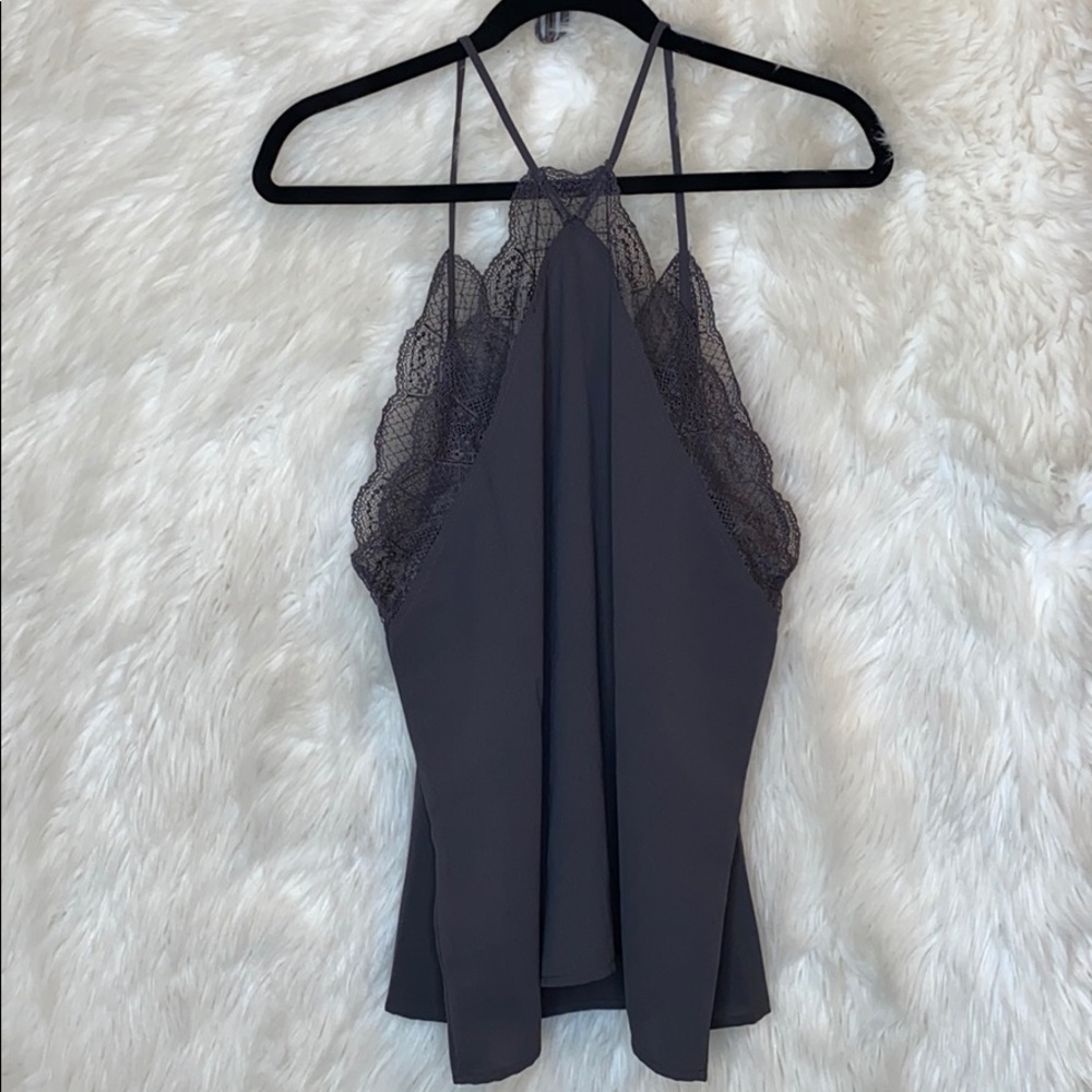 BIBI "LANDON" GRAY LACE CAMI - Picture 2 of 7